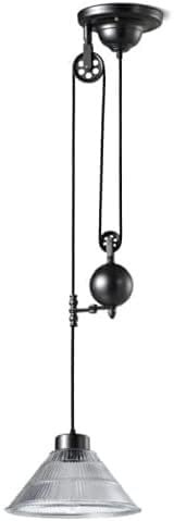 Vintage Pulley Chandelier Clear Glass Dome Suspended Droplight Adjustable Rise and Fall Pendant Light Industrial Rustic Ceiling Lighting - Farmhouse Rural Ceiling Lighting