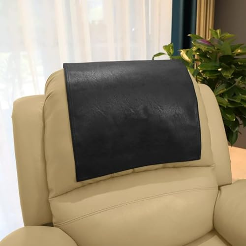CWOQOCW Rutschfester Kunstleder-Kopfstützenbezug für Möbel, Sofa-Rückenlehnenschutz, waschbar, Sessel-Kopfstützenpolster, für Haustiere Ledersofa Couch (ist schwarz)
