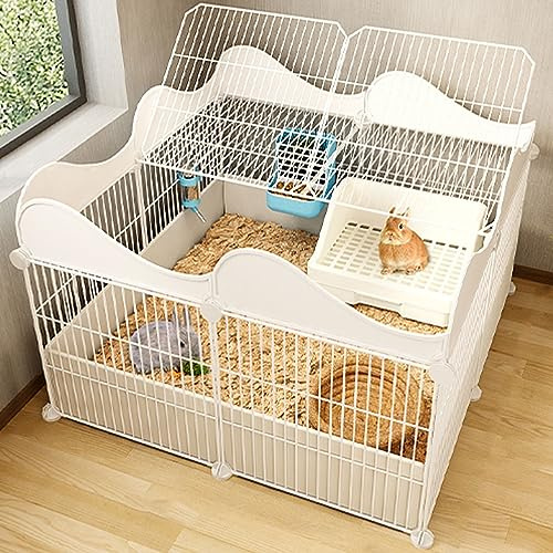 Kaninchenstall Indoor für 2 Kaninchen, Metalldraht Kleintierkäfig Haustiergehege, für 1-2 Katzen Kleintiere, Indoor DIY Zwinger Kiste Großer Übungsplatz Ideal
