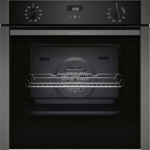 NEFF, N50, B3ACE4AG3B, 60cm Built-in Single Oven with Hide®, Eco Clean back with Easy Clean, CircoTherm, 7 functions and LCD display in Graphite-Grey