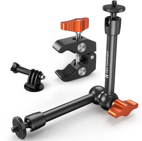 K&F CONCEPT 9.8 Magic Arm Clamp Kit with 1/4 & 3/8 Thread Screw 360° Ball Heads Articulating Magic Arm with Tripod Mount Adapter for Gopro/LED Lights/Monitor/Flash/Microphone/DSLR Camera
