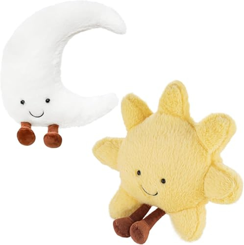 Yimuzche Peluche Sun e Luna, 2 cuscini in peluche Sun Luna, cuscino carino bambola per la decorazione della camera dei bambini o del regalo, 30 cm