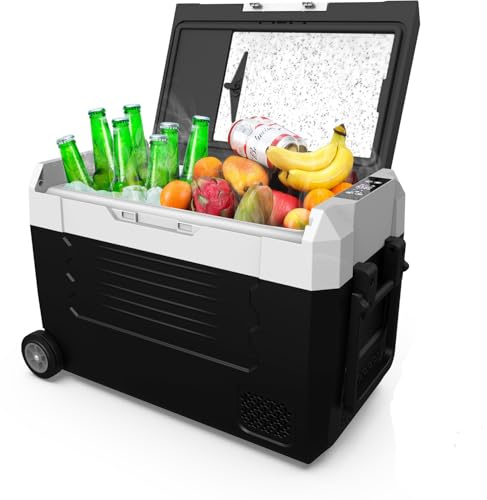 Kompressor Kühlbox Kühlschrank 12/24 V Camping Auto Gefrierschrank -20℃+20℃, 100-240V, für Camping, Festivals & Reisen (50L)