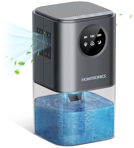 Homtronics avfuktare, ultratyst och automatisk avstängning, 1 700 ml elektrisk avfuktare med, liten energisparare, bärbar, 7 färgat ljus, för badrum sovrum, skåp, kontor