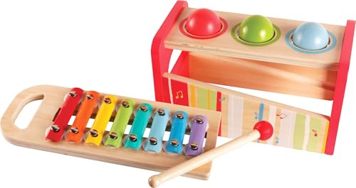 ToyToyToy Musikspiel Klopfbank Hammerspiel aus Holz mit Xylofon