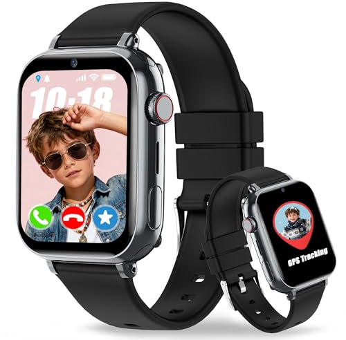 Tzzulsx Montre Connectée Enfant GPS, 4G Montre GPS Enfant Tracker avec Appels Vidéo, SOS, Mode Classe, Réveil, IP68 Étanche Montre Telephone avec SIM Noël Cadeaux 3-14 Ans
