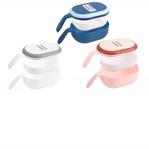 FUBESK Picadora de verduras con cuchillas 3/6 para acero inoxidable, mandolina y cortador de frutas, cuerpo ABS con mango antideslizante, fácil de limpiar, para azul, blanco y rosa