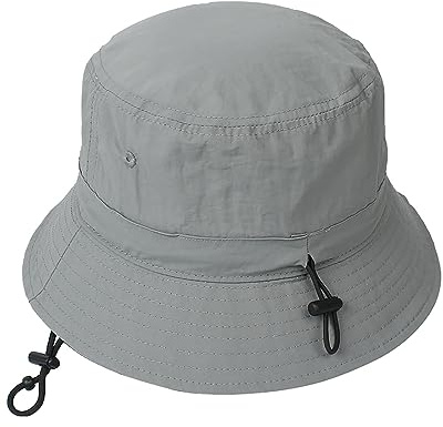Generisch Anglerhut Bedrucken Sonnenhut Frühling Einfarbig Strand Sonnencreme Becken Hut Hut Cap Mit Ringen (Grey, One Size)