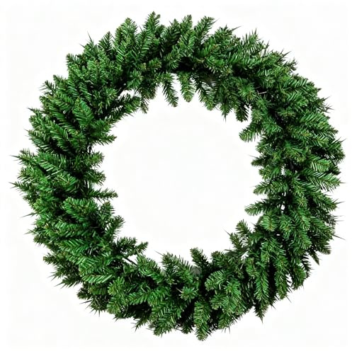 70cm Large Christmas Wreath for Front Door – Bushy Green Artificial Pine Indoor Outdoor Christmas Decorations, 260 Tips Holiday Wall Doorway Window Fireplace Garland Xmas Home Decor