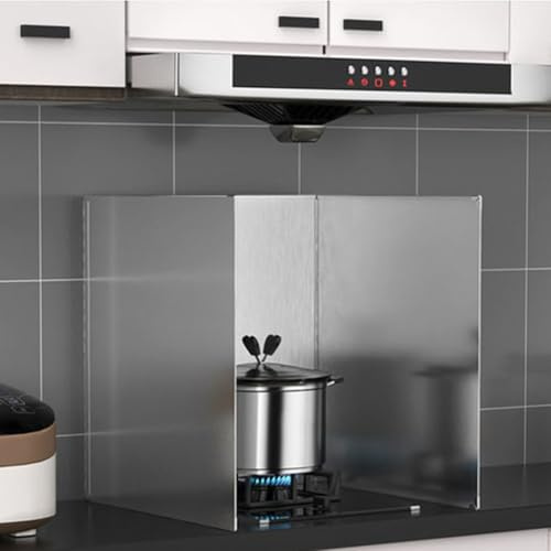 WIIYENA Pare-éclaboussures de cuisine pliable en acier inoxydable pour cuisinière à gaz, écran de protection réglable contre les éclaboussures d'huile pour mur et comptoir