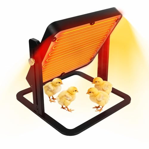 Tiiyee Plaque Chauffante Poussin, Thermostat Réglable Inclinable 360° | Panneau Chauffant pour Poulailler Couveuse, Hauteur Ajustable pour 15 Poussins, Élevage de Volailles et Animaux de Basse-Cour