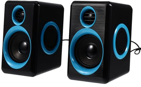 Mikinona Mini Altoparlante qualità Audio Superiore Senza Disturbi per Computer Desktop e Laptop USB 2.0 2 Pezzi Compatto dal Design Elegante in ABS Blu