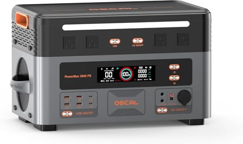 3600W (7200W Pic) Centrale Elettrica Portatile PowerMax 3600 PE, 2016Wh Power Station LiFePO4, UPS, Ricarica 0-80% in 40 min, Generatore Solare per Casa, Domestico, campeggio