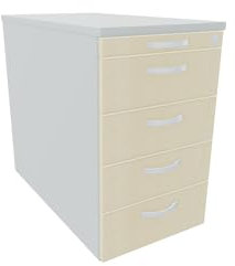 Geramöbel Standcontainer mit 4 Metall-Schubfächern und Utensilienschubfach, Metall-Rollschubführung, Zentralverriegelung, 438x800x720, Ahorn/Lichtgrau/Lichtgrau