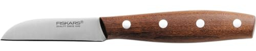 Fiskars Schälmesser, Gerade Klinge, Gesamtlänge: 18 cm, Qualitätsstahl/Holz, Braun, Norr, 1016475, Schwarz