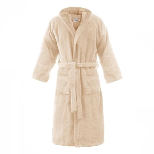Bassetti Time Peignoir éponge à capuche homme femme 360 g/m², beige, S