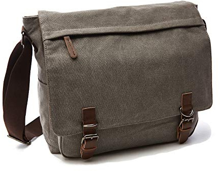 Rufun Bolso Bandolera de Hombro Lienzo Laptop Maletín Bolsa para la Escuela (gris, M)