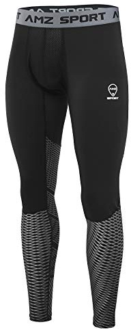 AMZSPORT Kompressionstights för män löpning leggings coola torra baslager träningsbyxor, Svart-8006, XXL