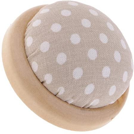 P Prettyia Nadelkissen Pin Kissen mit Holzteller Nähnadeln - Handarbeit Kissen - Grau