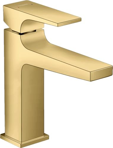 hansgrohe Wasserhahn Metropol, wassersparende Armatur mit Komfort-Höhe 110mm mit Push-Open Ablaufgarnitur, Polished Gold Optic