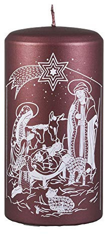 Unipar Gloria Weihnachtskerze mit Motiv Bedruckte Kerzen Weihnachten Rot