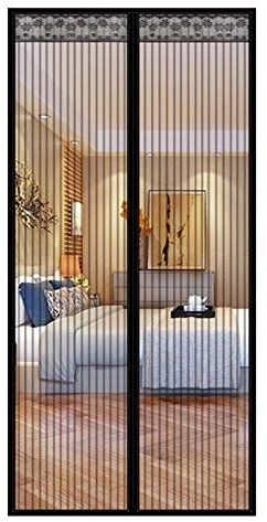 AMZERO Fliegengitter TüR Magnet, 90x200cm Fliegennetz Insektenschutz mit Heavy Duty Mesh für Balkontür Terrassentür Wohnzimmer, Schwarz