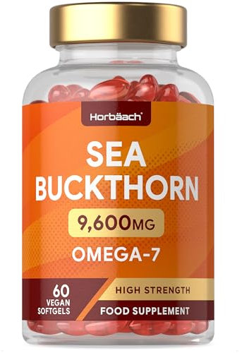 Sea Buckthorn Oil Capsules 9600mg | High Strength Vegan Supplement | Source of Omega 7 Essential Fatty Acids | 60 Count | by Horbaach
