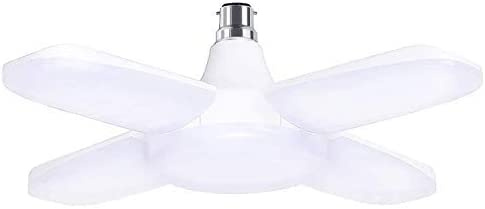 LED Garage Light B22 Deformable 60W, Workshop Ceiling Lighting BC Bayonet Cap Cool White Daylight with 4 Adjustable Panels, High Bay Lamp for Loft, Warehouse, Basement, Kitchen, Market, Porch