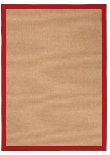 carpetfine Sisalteppich Rot 140x200 cm | Moderner Teppich für Wohn- und Schlafzimmer