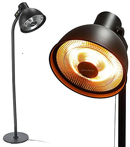 Stufa elettrica per terrazze, da appoggiare o appendere, 1500 - 2000 Watt - Protezione dagli spruzzi d'acqua (design a fungo riscaldante, diametro di 50 cm 3 livelli di riscaldamento)