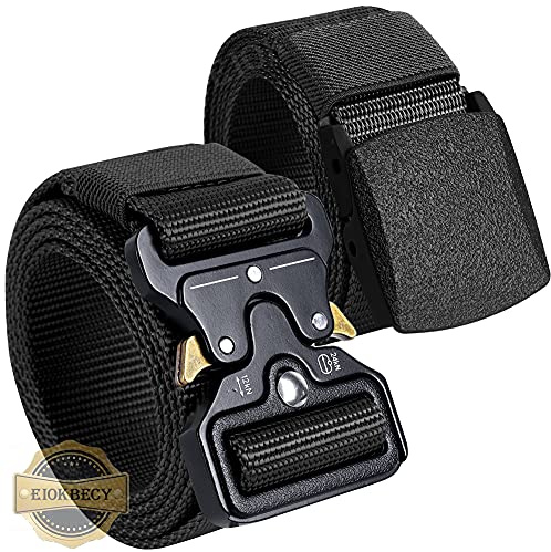 EIOKBECY Taktischer Gürtel Herren, 2 Stück Canvas Nylon Arbeit Gürtel - Schnellverschließender Metallgurt für Militär und Outdoor Sportarten ﻿