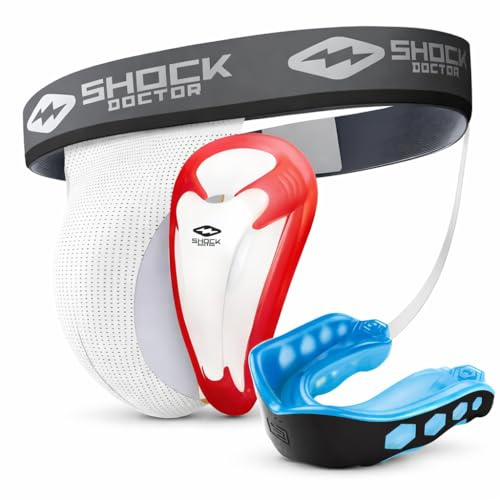 Shock Doctor Pack Schutz Set – Gel Max Mouthguard + Core Supporter mit Bioflex Cup