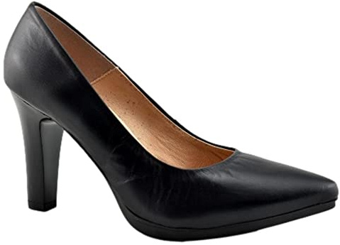 CHAMBY - Zapato Tipo SALÓN DE Piel con Planta Acolchada Y Plataforma DE Goma Flexible 231962 Cuero Mujer Color: Negro Talla: 37