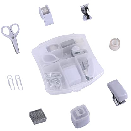Mini Tacker Kit Bürozubehör Kits – Enthält Mini Stacker, Schere, Heftferner, Heftklammern, Bandspender(white)