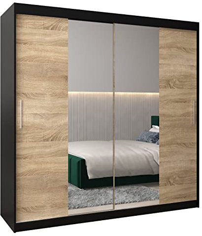 ABIKSMEBLE Armoire Tokyo 1 Avec Porte Coulissante Miroir - Dressing Adulte - Penderie Vêtement - Garde Robe - Placard 2 Portes - Closet