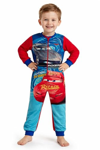 Disney Cars Onesie for Boys Racing Car Driver Dress Up All In One Kids Lightning McQueen Race Suit Warm Fleece Sleepsuit Pjs 7-8 Years Red