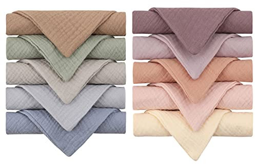 Reoyloep 9.06x9.06 Baby Waschlappen, 10-Pack Musselin Baumwolle Baby Handtücher,Weiche Waschlappen Essentials Dusche Registry Geschenk