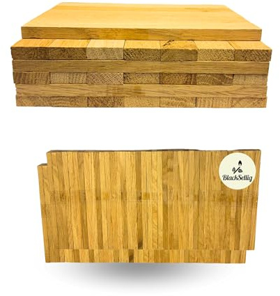 BlackSellig Bastelklötze aus Holz 22 x 8 x160mm Eiche – DIY, Modellbau & Dekoration. Unbehandeltes Naturprodukt, vielseitig nutzbar für kreative Projekte und Handwerksideen. (80 Stück)