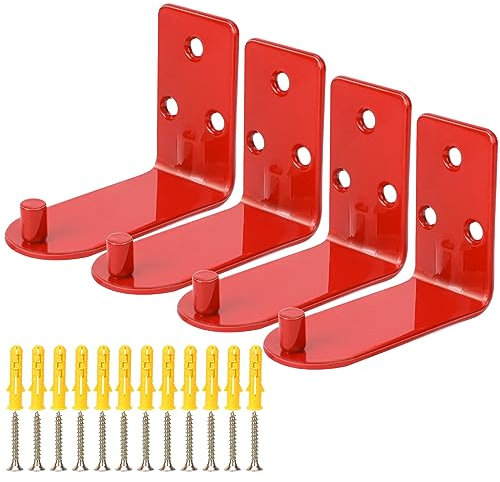 Fire Extinguisher Holder, 4 x Fire Extinguisher Holder, Wall Hook for Fire Extinguishers, Universal Fire Extinguisher Holder for Fire Extinguishers Up to 9 kg, Suitable for Schools, Offices (Red)