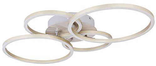 Globo Deckenlampe LED Wohnzimmerlampe modern Ringe verstellbar LED Deckenleuchte silber, Metall Kunststoff, 1x 40W 1960lm 3000K, LxBxH 65,5x40,6x7,5 cm