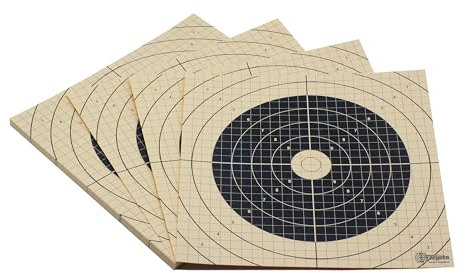 Zielscheiben *ASL Target* | 26x26 cm | Schießscheibenkarton 200g/m² | Ideal zum Einschießen für den Sportschützen | 1cm Raster mit Präzisionspiegel kombiniert (25 Stück)