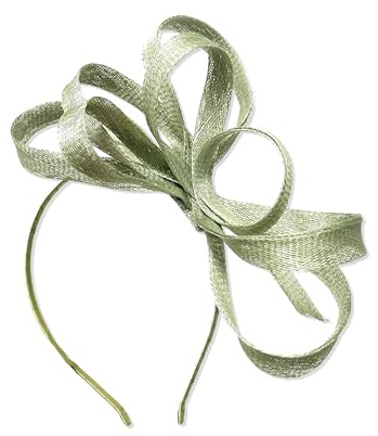 Caprilite Vegan Sinamay Fascinator Headband Wedding Hoop Ladies Day Ascot Races (Sage Green)