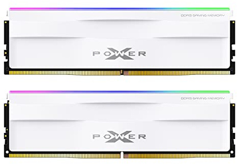 Silicon Power DDR5 32 GB (2 x 16 GB) RGB 6000 MT/s (PC5-48000) 288-stifts CL30 1,35 V UDIMM skrivbordsminnesmodul RAM SP032GXLWU60AFDH vit RGB