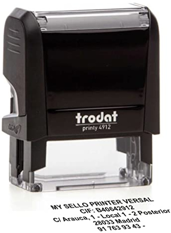 STAMPRINT VERSAL | Sello Personalizado | Sellos Empresa Automatico | Sellos Oficina Caucho Direccion | Sello Logo Medico Profesor | TRODAT 4912 | Diseño 45x15mm | 4 Líneas (4 lineas)
