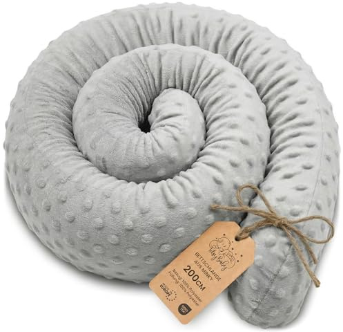 Totsy Baby Seitenschläferkissen Bettschlange Body Pillow 200 cm Minky - Kopfkissen lang Bettrolle Schlafkissen Nackenrolle Zertifikat Oeko-Tex Hellgrau