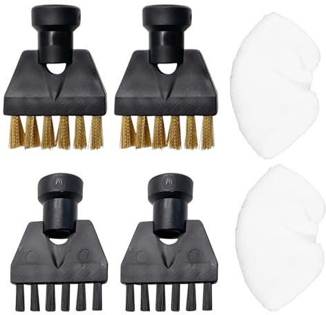 Svitzoot 4 cepillos para limpiadoras de vapor con 2 fundas de microfibra Accesorios para limpiadoras de vapor Karcher EasyFix SC2 SC3 SC4 SC5