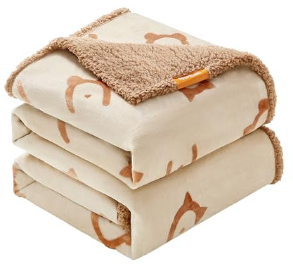 Feandrea vattenavvisande hundtäcke, fleece- och flanelltyg, för jättehund, katt, 229 x 203 cm, storlek XXXL, maskintvättbar, vändbar, skydd för soffa, säng, beige PPB090K01
