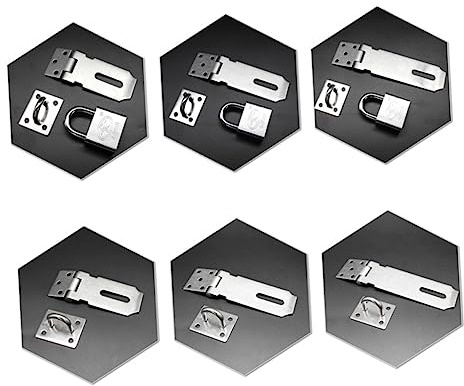 HEMOTON 2pcs 5 Hasp and Staple Door Lock Padlock Garage Door Hasp Safety Hasp with Lock Locking for Door Lock for Bedroom Door Pad Lock Locks Hasp Lock Outdoor Door Latch Shed Door Buckle