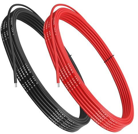 YUNIQUE GREEN-CLEAN-POWER Silikonkabel 16AWG 5m Flexibel Verzinnter Kupferdraht Hohe Temperatur Rot