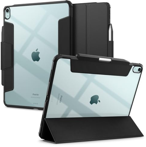 Spigen Ultra Hybrid Pro Hülle für iPad Air 13 M4 8./M3 7./M2 6. Gen | Transparente Hülle mit Pencil Halter, Tri Fold Standfunktion, Auto Sleep und Wake für (2026/25/24) - Schwarz